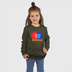 Свитшот хлопковый детский Храбрые сердца, цвет: хаки — фото 2