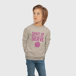 Свитшот хлопковый детский Shut Up And Serve, цвет: миндальный — фото 2