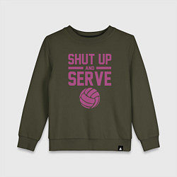 Свитшот хлопковый детский Shut Up And Serve, цвет: хаки