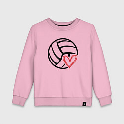 Свитшот хлопковый детский Love Volleyball, цвет: светло-розовый
