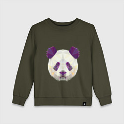 Свитшот хлопковый детский Фиолетовая панда, цвет: хаки