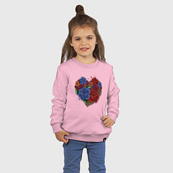 Свитшот хлопковый детский Цветочное сердце, цвет: светло-розовый — фото 2