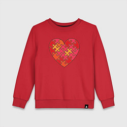 Свитшот хлопковый детский Аутизм Пазл из сердца, цвет: красный