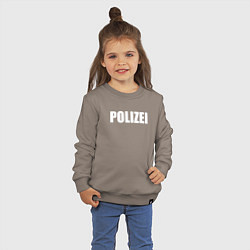 Свитшот хлопковый детский POLIZEI Полиция Надпись Белая, цвет: утренний латте — фото 2