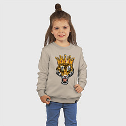 Свитшот хлопковый детский Царь тигр, цвет: миндальный — фото 2