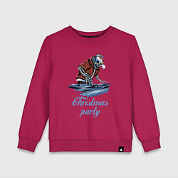 Свитшот хлопковый детский Christmas party, cool DJ, цвет: маджента