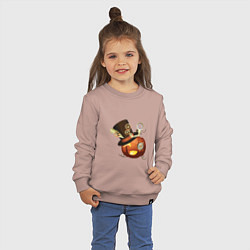 Свитшот хлопковый детский Хэллоуин в стиле стимпанк с тыквой в шляпе, цвет: пыльно-розовый — фото 2