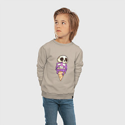 Свитшот хлопковый детский Мороженое Череп на Хэллоуин, цвет: миндальный — фото 2