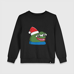 Свитшот хлопковый детский Pepe, pepe happy, Пепе хеппи, pepe happy new year, цвет: черный