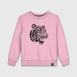 Свитшот хлопковый детский Голова тигра тату, цвет: светло-розовый