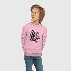Свитшот хлопковый детский Голова тигра тату, цвет: светло-розовый — фото 2