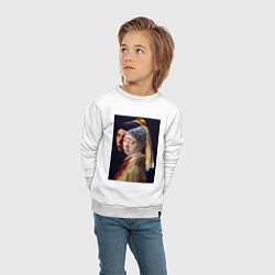 Свитшот хлопковый детский Ян Вермеер, Девушка с жемчужной сережкой, цвет: белый — фото 2