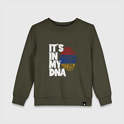 Свитшот хлопковый детский ДНК - Армения, цвет: хаки