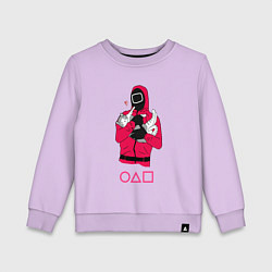 Свитшот хлопковый детский Игра в кальмара - милый котик, цвет: лаванда