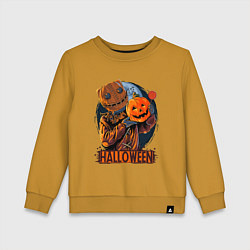 Свитшот хлопковый детский Halloween Scarecrow, цвет: горчичный