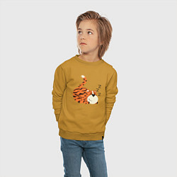 Свитшот хлопковый детский Спящий тигренок, цвет: горчичный — фото 2