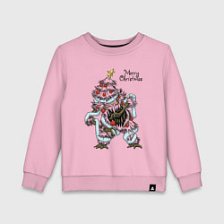 Свитшот хлопковый детский Ёлка - Демон, цвет: светло-розовый