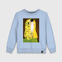 Свитшот хлопковый детский Густав Климт влюблённые поцелуй с котом, цвет: мягкое небо