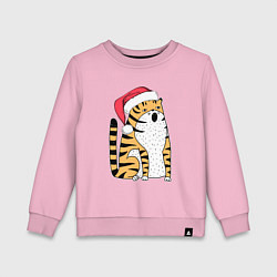 Свитшот хлопковый детский Удивленный тигр с открытым ртом, цвет: светло-розовый