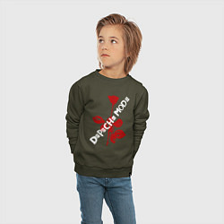 Свитшот хлопковый детский Depeche Mode красная роза, цвет: хаки — фото 2