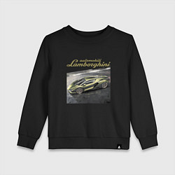 Свитшот хлопковый детский Lamborghini Motorsport sketch, цвет: черный