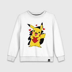 Свитшот хлопковый детский ПИКАЧУ И СЕРДЕЧКО POKENON PIKACHU LOVE, цвет: белый