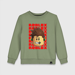 Свитшот хлопковый детский ROBLOX RED LOGO LEGO FACE, цвет: авокадо