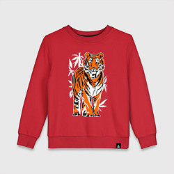 Свитшот хлопковый детский Тигр в джунглях, цвет: красный