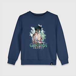 Свитшот хлопковый детский Сяо Xiao Genshin Impact, цвет: тёмно-синий