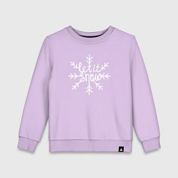 Свитшот хлопковый детский Snowflake Let it snow, цвет: лаванда