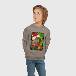 Свитшот хлопковый детский Капибара happy new year capybara новый год, цвет: утренний латте — фото 2