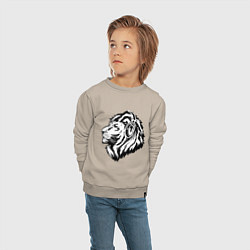 Свитшот хлопковый детский Лев в наушниках, цвет: миндальный — фото 2