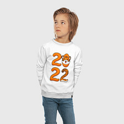 Свитшот хлопковый детский Тигр 2022, цвет: белый — фото 2
