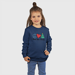 Свитшот хлопковый детский Peace Love and Christmas, цвет: тёмно-синий — фото 2