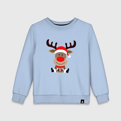 Свитшот хлопковый детский Новогодний олень с подарком в руках, цвет: мягкое небо