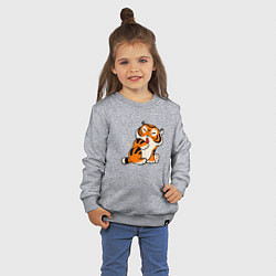 Свитшот хлопковый детский Забавный тигр показывает язык, цвет: меланж — фото 2