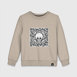 Свитшот хлопковый детский QR Skull, цвет: миндальный