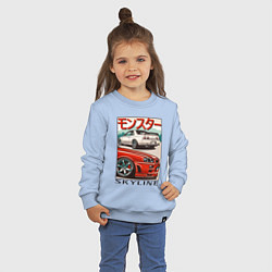 Свитшот хлопковый детский Nissan Skyline Ниссан Скайлайн, цвет: мягкое небо — фото 2