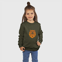 Свитшот хлопковый детский Символ года тигренок оранжевый, цвет: хаки — фото 2