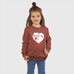 Свитшот хлопковый детский Сердцекот, цвет: кирпичный — фото 2