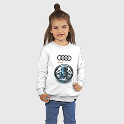 Свитшот хлопковый детский Audi - car steering wheel, цвет: белый — фото 2