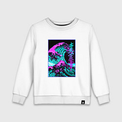 Свитшот хлопковый детский НЕОНОВАЯ ВОЛНА, ЯПОНИЯ, ФУДЗИЯМА JAPAN NEON, цвет: белый