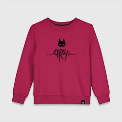 Свитшот хлопковый детский Stray: Black Logo, цвет: маджента