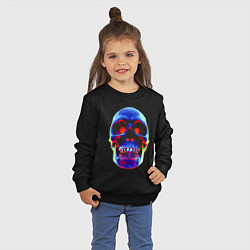 Свитшот хлопковый детский Cool neon skull, цвет: черный — фото 2