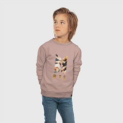 Свитшот хлопковый детский БТС Логотип Фото, цвет: пыльно-розовый — фото 2