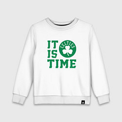 Свитшот хлопковый детский IT IS CELTICS TIME НАСТАЛО ВРЕМЯ СЕЛТИКС BOSTON CE, цвет: белый