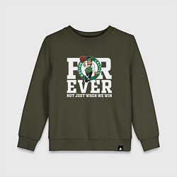 Свитшот хлопковый детский FOREVER NOT JUST WHEN WE WIN, BOSTON CELTICS, БОСТ, цвет: хаки