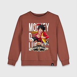 Свитшот хлопковый детский One Piece Monkey Большой Куш Манки, цвет: кирпичный