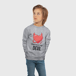 Свитшот хлопковый детский Valentines Day Devil, цвет: меланж — фото 2