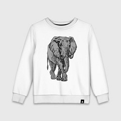 Свитшот хлопковый детский Огромный могучий слон, цвет: белый